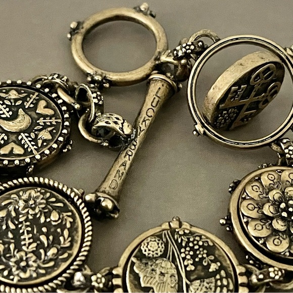 Lucky Brand Toggle Bracelet Antique Bronze Swivel Coins - Picture 7 of 14